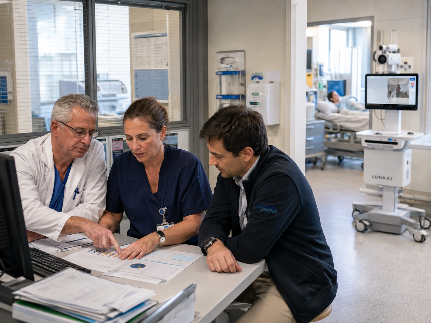 Telemedizinische Visite im laufenden klinischen Betrieb mit zugeschaltetem Experten